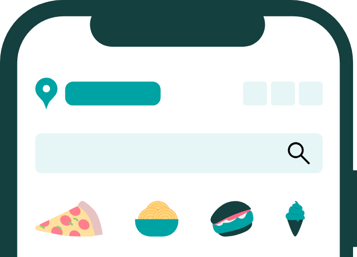 一人暮らし向けの宅配料理を注文する画面のイラスト