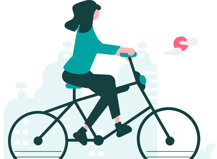 自転車でデリバリー配達員として登録して働くイラスト